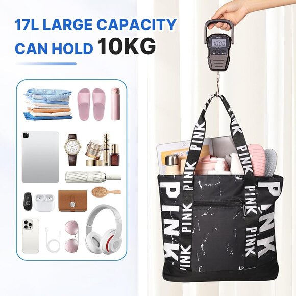 Travel Tote Bag for Women Large Waterproof Beach Bag for Daily Use Durable Nylon - Picture 4 of 8